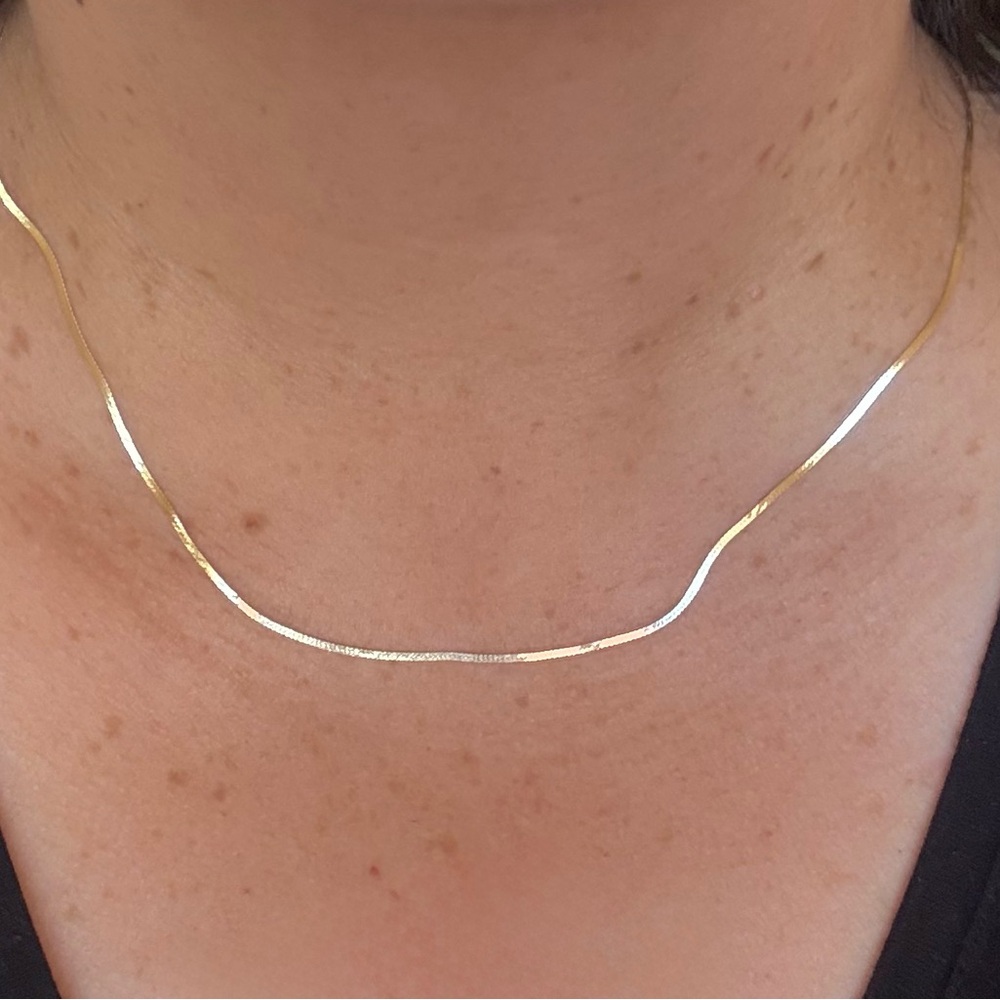HERRINGBONE NECKLACE 14k SOLID YELLOW GOLD